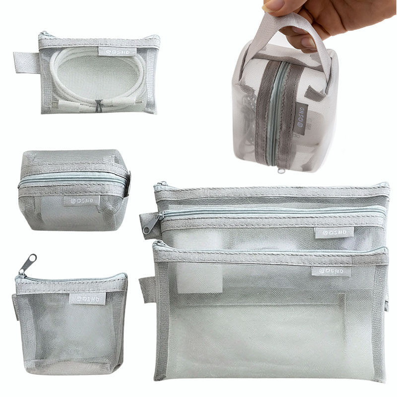 Grijze Mesh Opbergtassen – voo - Tech Accessories Case recensie en prijs